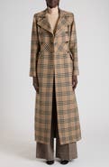 Valentino Double Breasted Houndstooth Wool Longline Coat