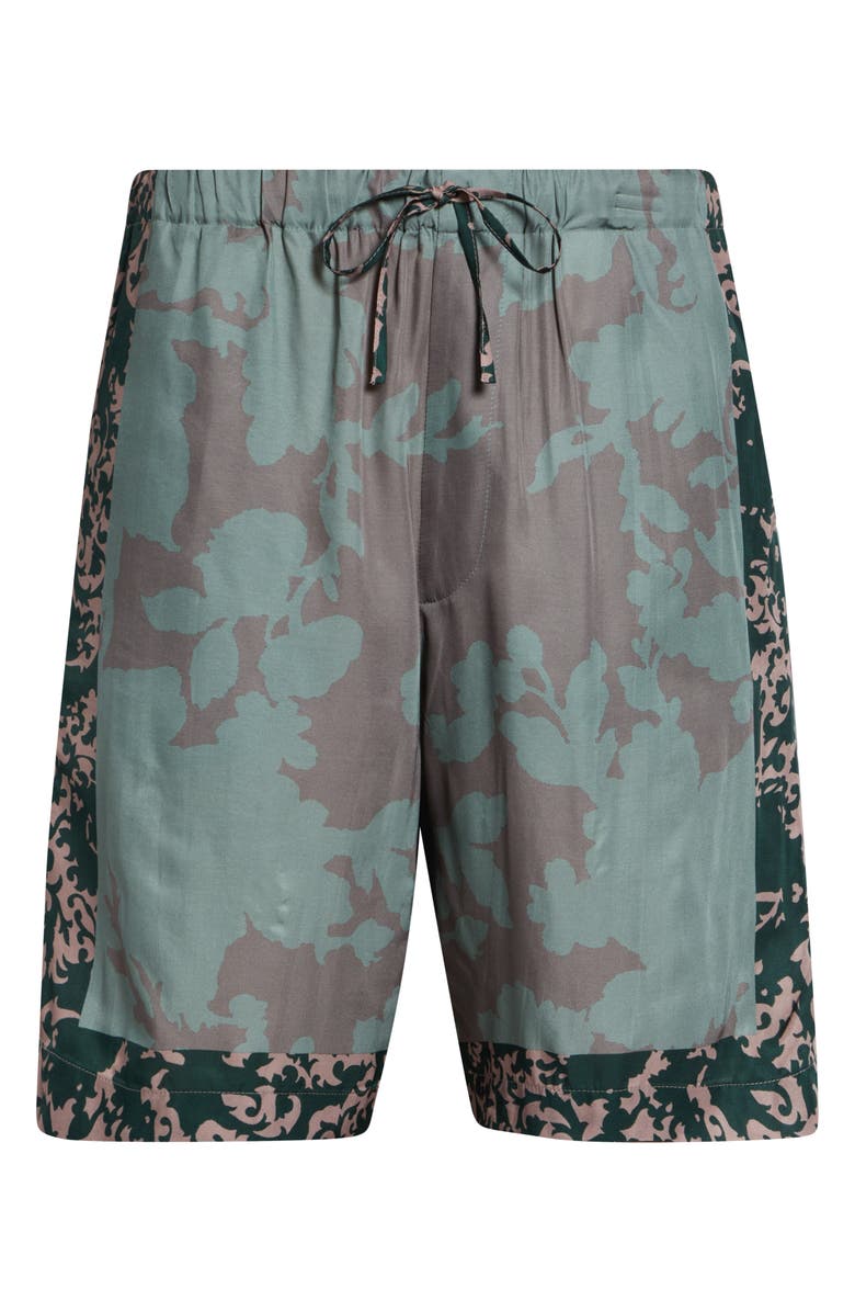 Dries Van Noten Piperi Mixed Print Drawstring Shorts, Main, color, Petrol