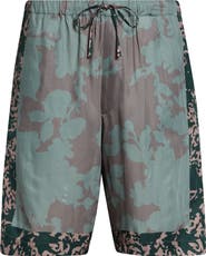 Dries Van Noten Piperi Mixed Print Drawstring Shorts