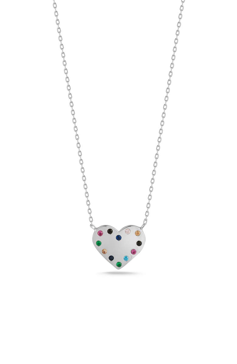SPHERA MILANO Cubic Zirconia Heart Shape Pendant Necklace, Main, color, Silver