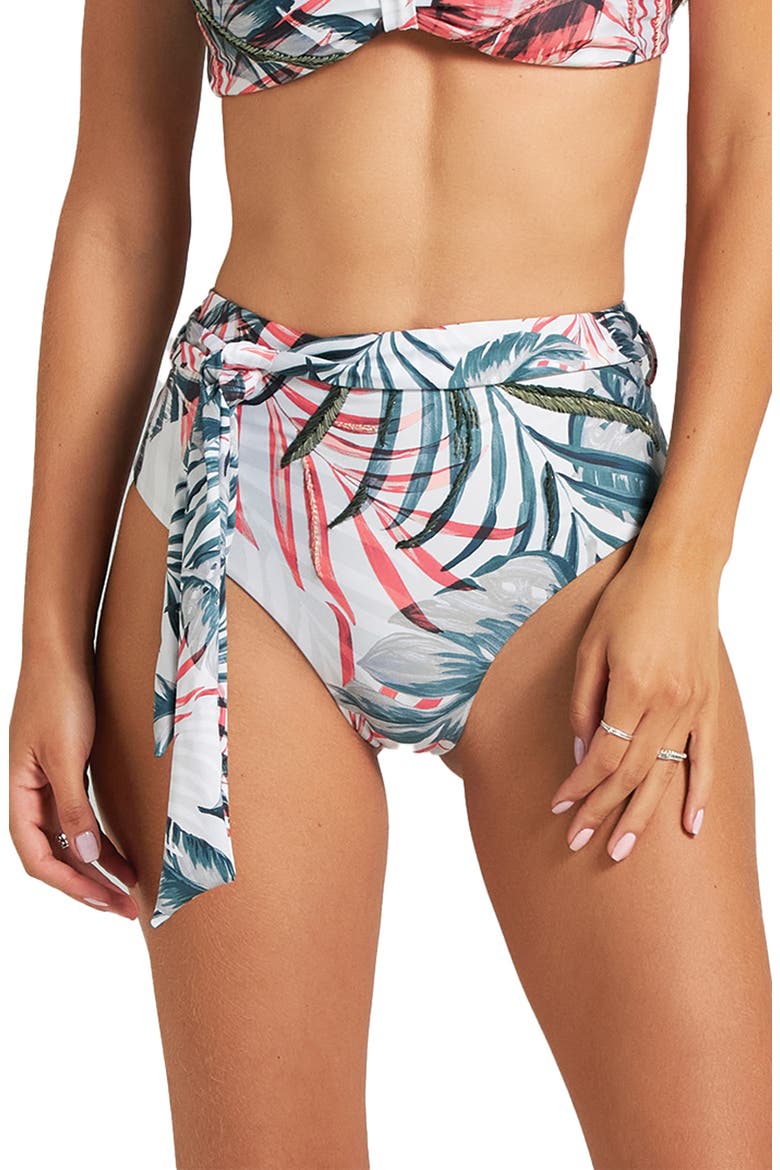 Belted High Waist Bikini Bottoms, Main, color, MULTI