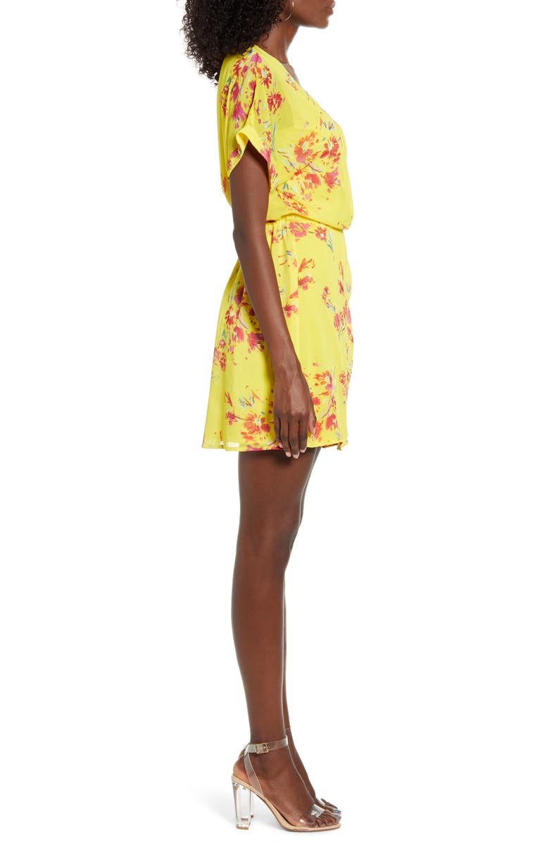 All in Favor Simone Floral Wrap Front Minidress, Alternate, color,