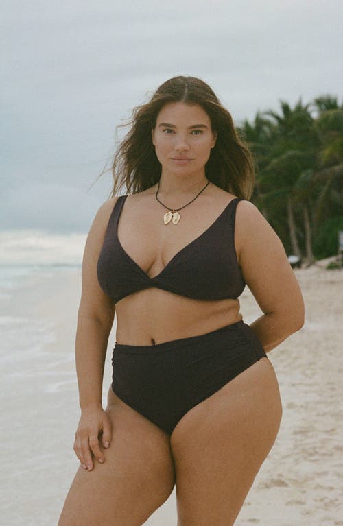 Mango Draped High Waist Bikini Bottoms In Brown