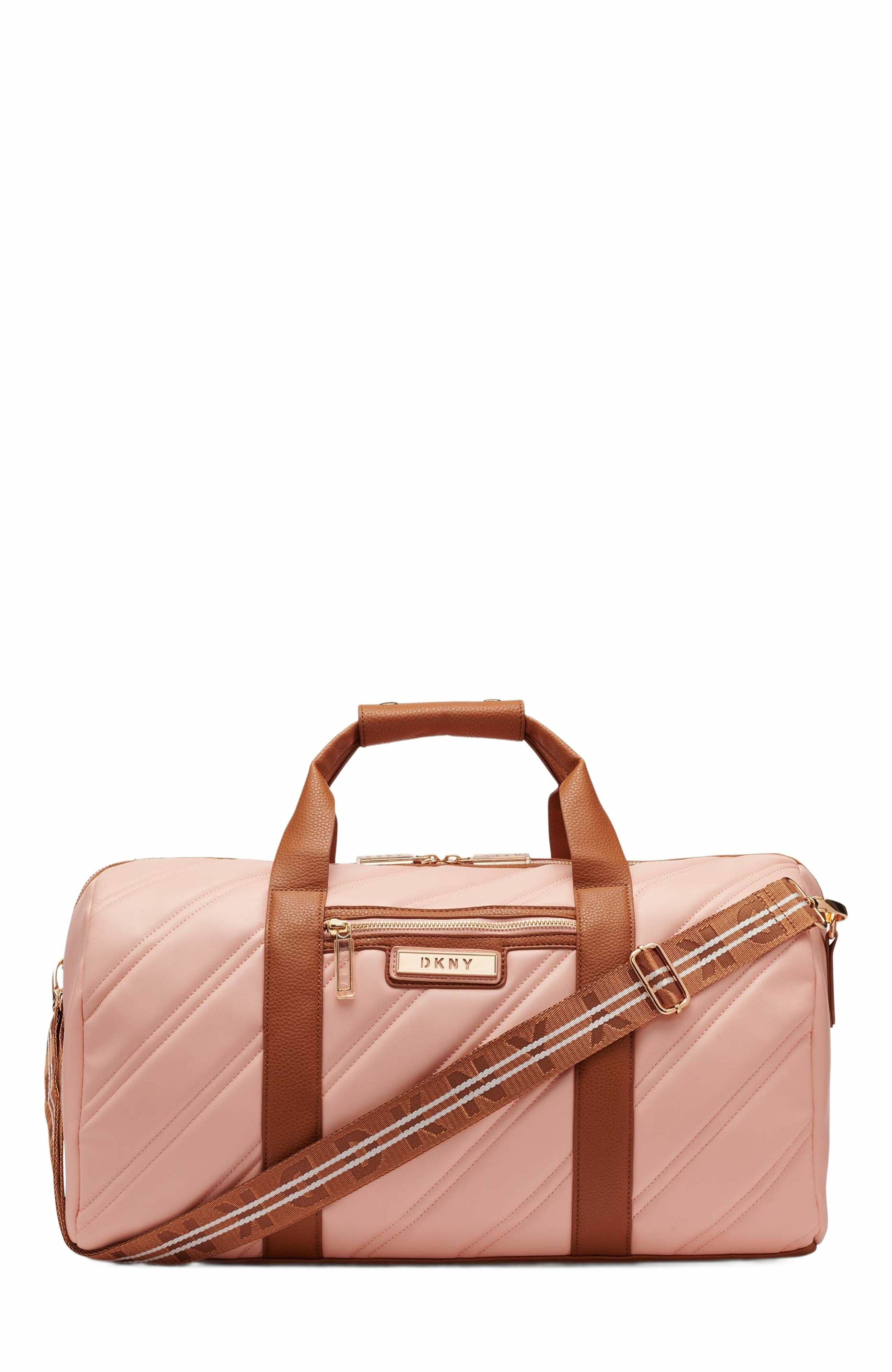 DKNY Bias Duffel Bag, Main, color, Peach Bloom