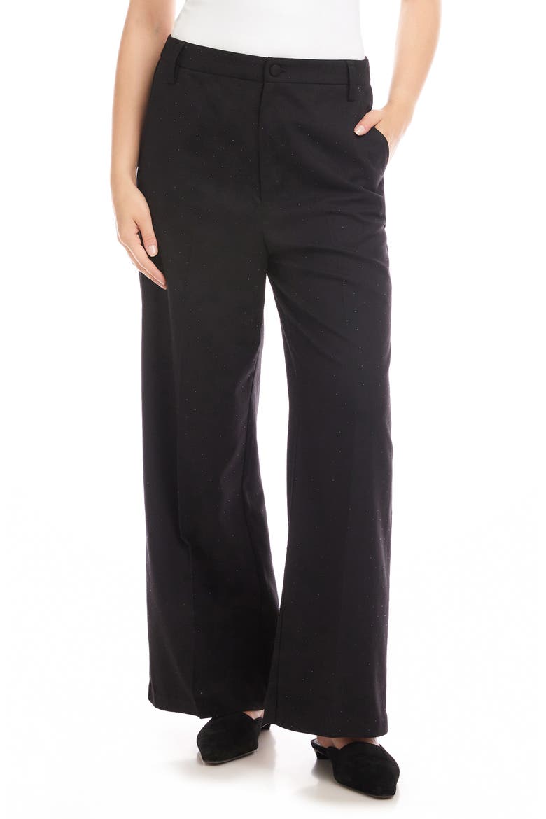 Embelished Wide Leg Pants, Main, color, BLACK