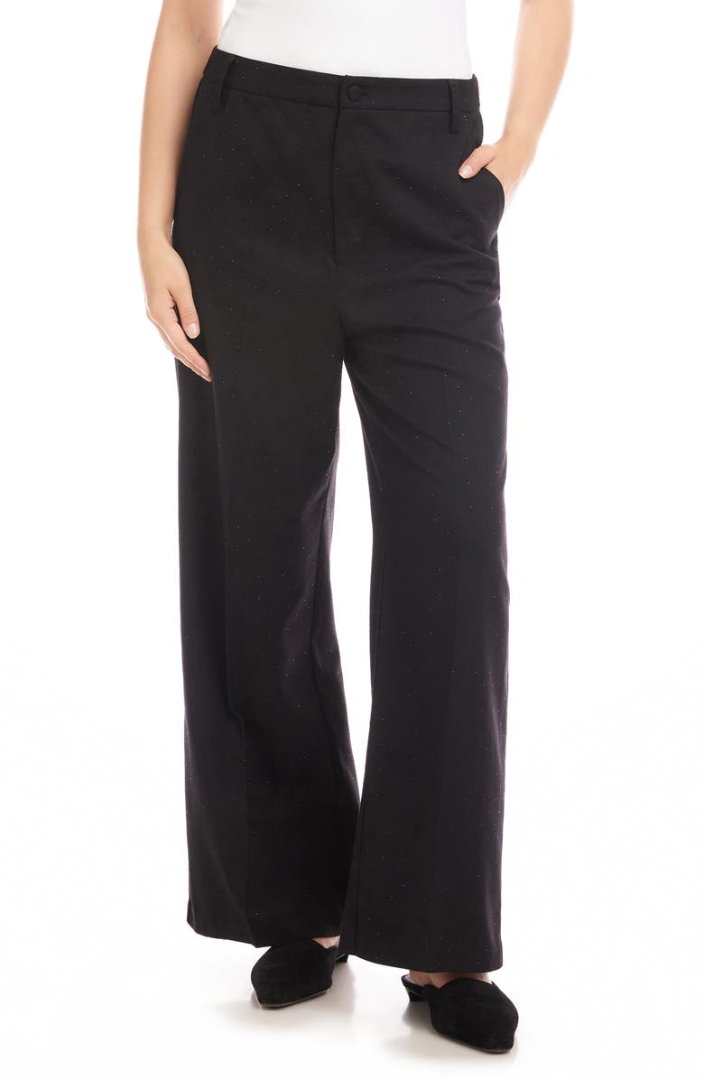 Karen Kane Embelished Wide Leg Pants, Main, color, Black