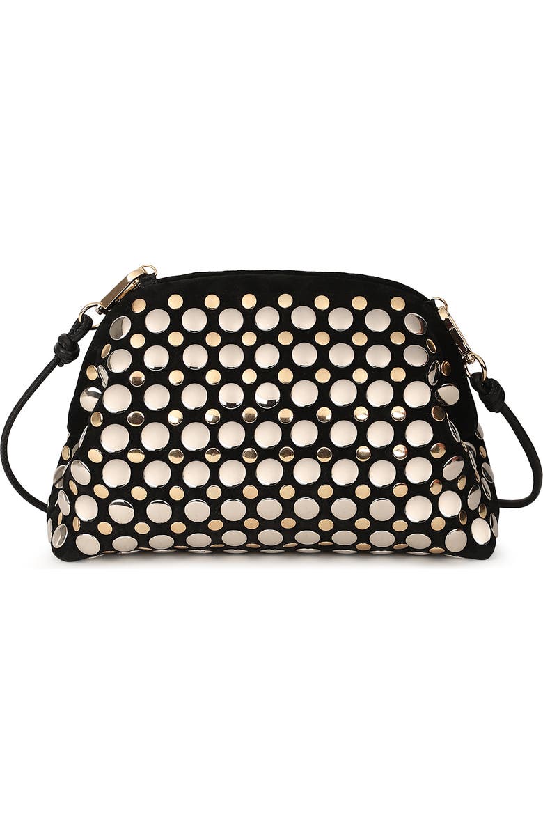 Rafe New York Aya Raffia Crochet Frame Clutch, Alternate, color, Black/ Gold