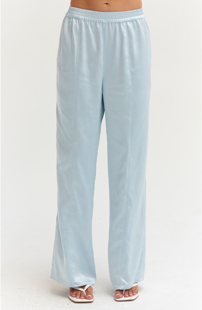 CRESCENT Satin Pull On Pants, Main, color, Light Blue