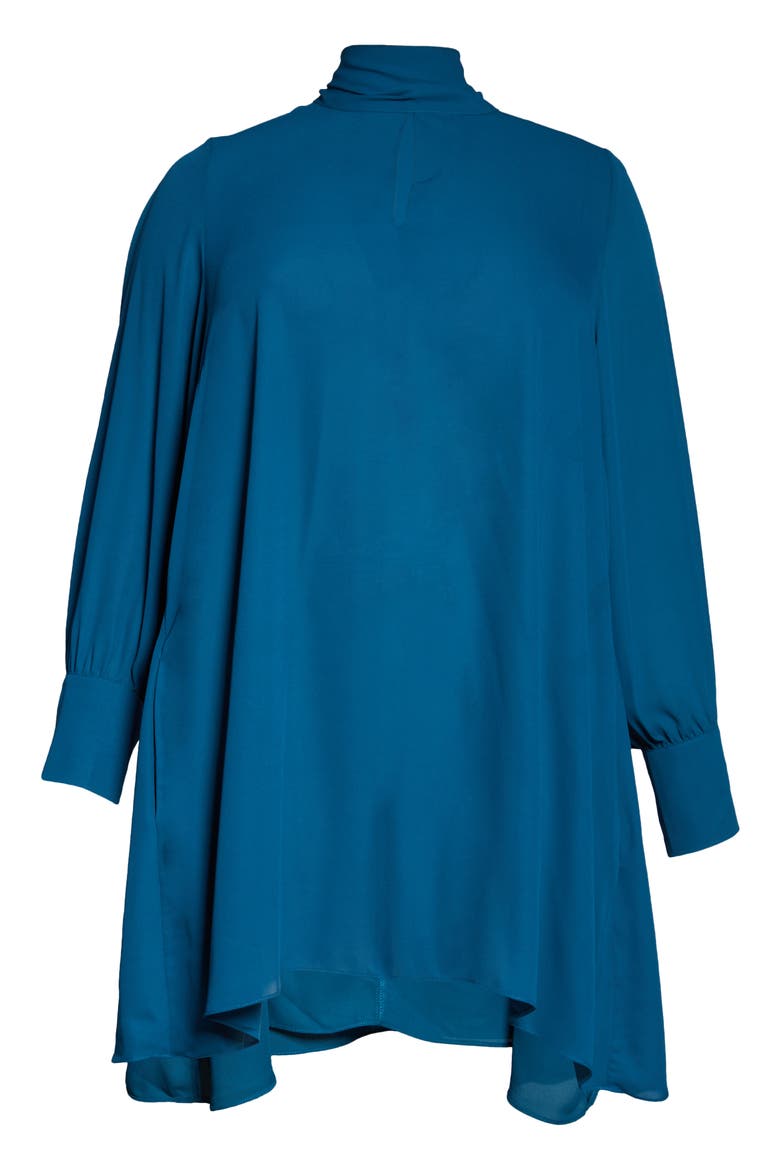Bow Neck Dress, Alternate, color, TEAL