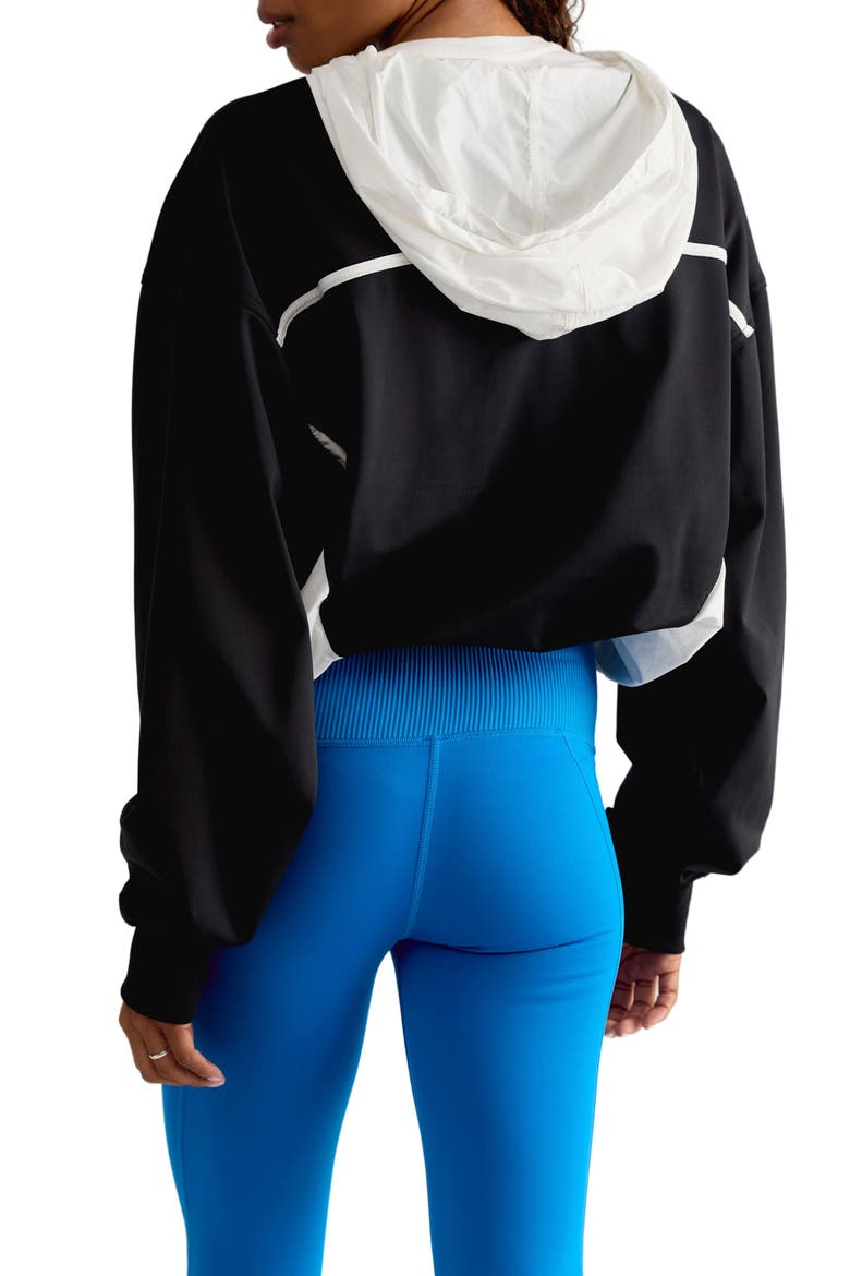 Out Back Layer Quarter Zip Hoodie, Alternate, color, BLACK WITH WHITE COM