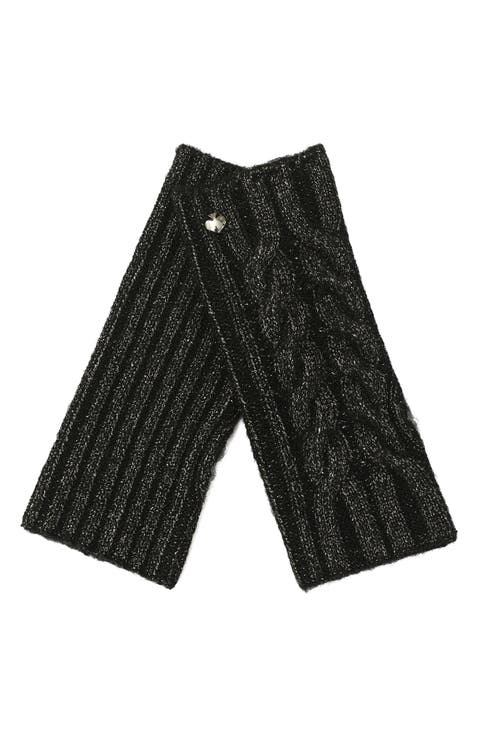 metallic cable knit arm warmers