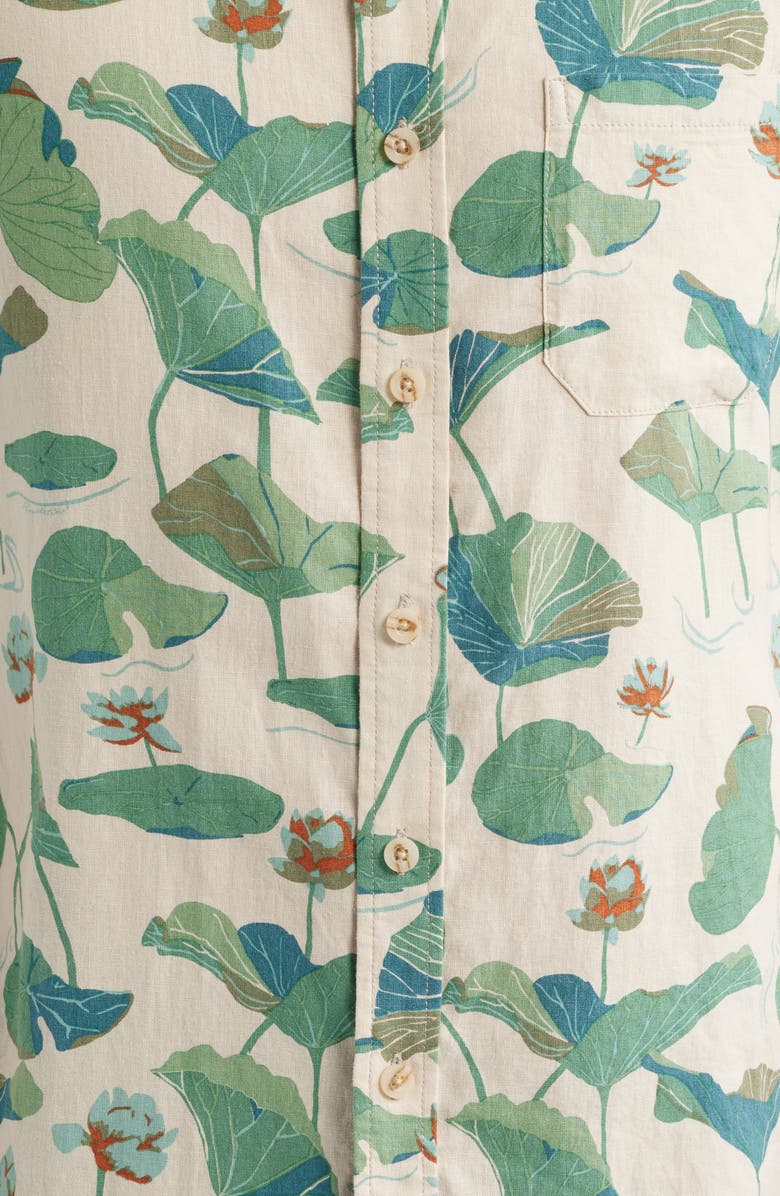 Pendleton Dawson Short Sleeve Linen Blend Button-Up Shirt, Alternate, color, Lily Pad Tan