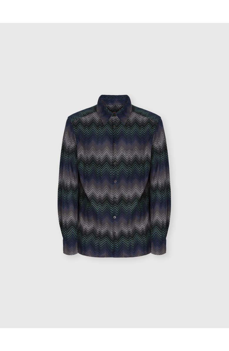 Missoni Long Sleeve Shirt With Irregular Zigzag, Main, color, Blue & Green