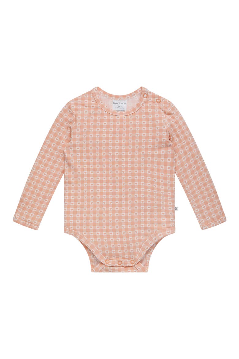 Comfy Long Sleeve Bodysuit, Main, color, HEART GINGHAM