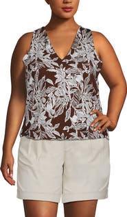 Lands' End Lightweight Jersey Blouson Vneck Tank