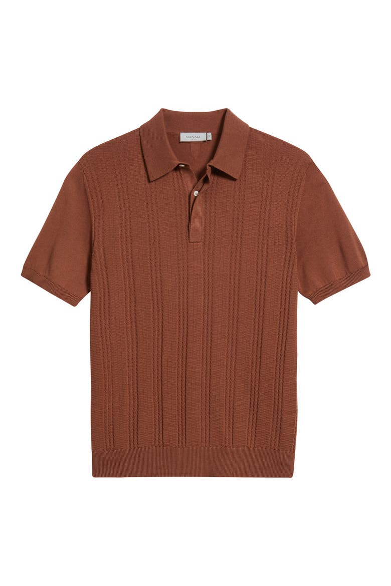 Ribbed Cotton Blend Polo Sweater, Alternate, color, LIGHT BROWN