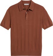 Canali Ribbed Cotton Blend Polo Sweater