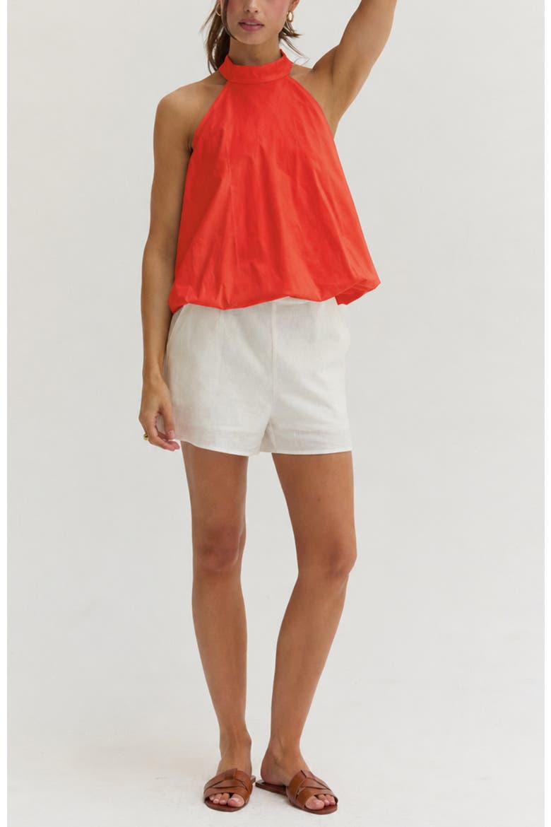 Bubble Hem Poplin Halter Top, Alternate, color, Burnt Orange