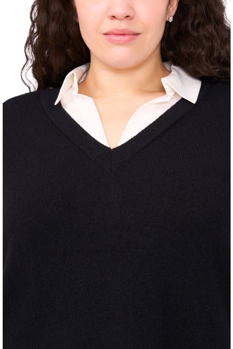 Layered Look Sweater Vest, Alternate, color, RICH BLACK
