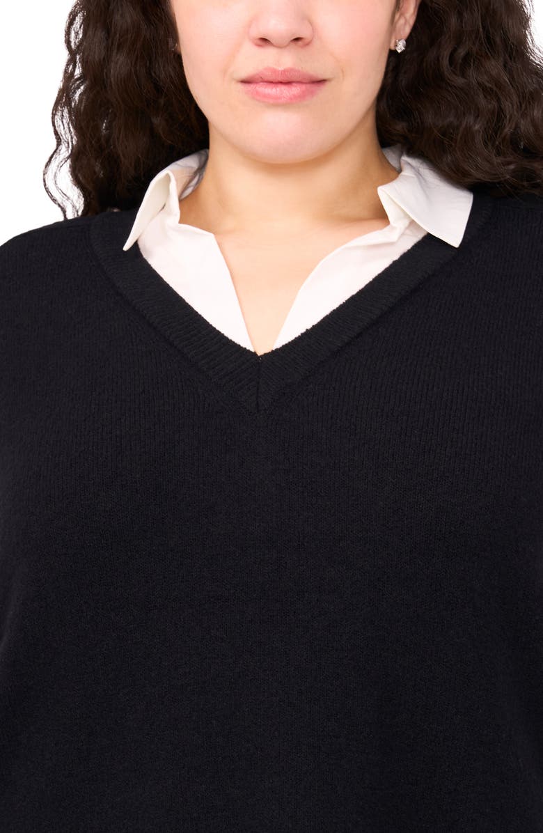 Halogen<sup>®</sup> Layered Look Sweater Vest, Alternate, color, Rich Black