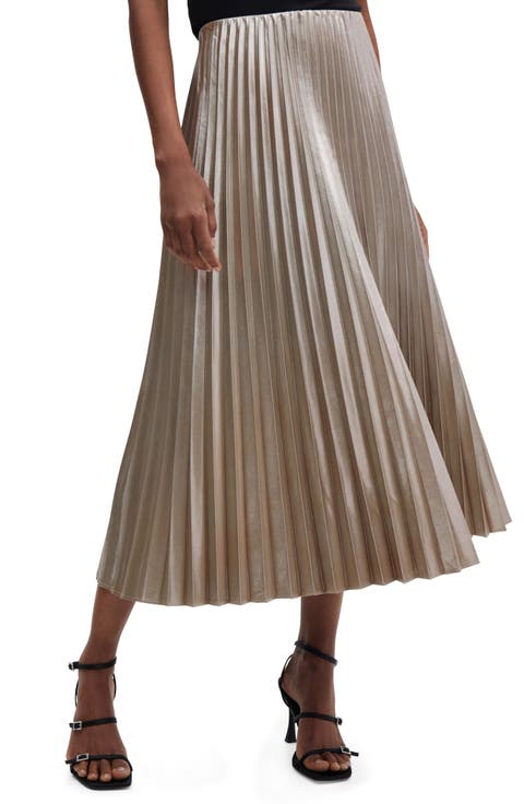 Disco Metallic Pleated Midi Skirt