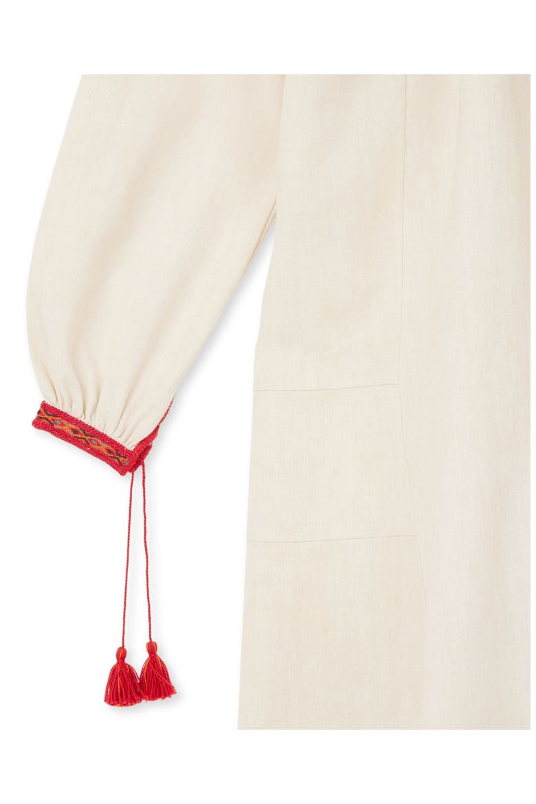 Afra Embroidered Cotton Caftan Dress, Alternate, color, Ecru