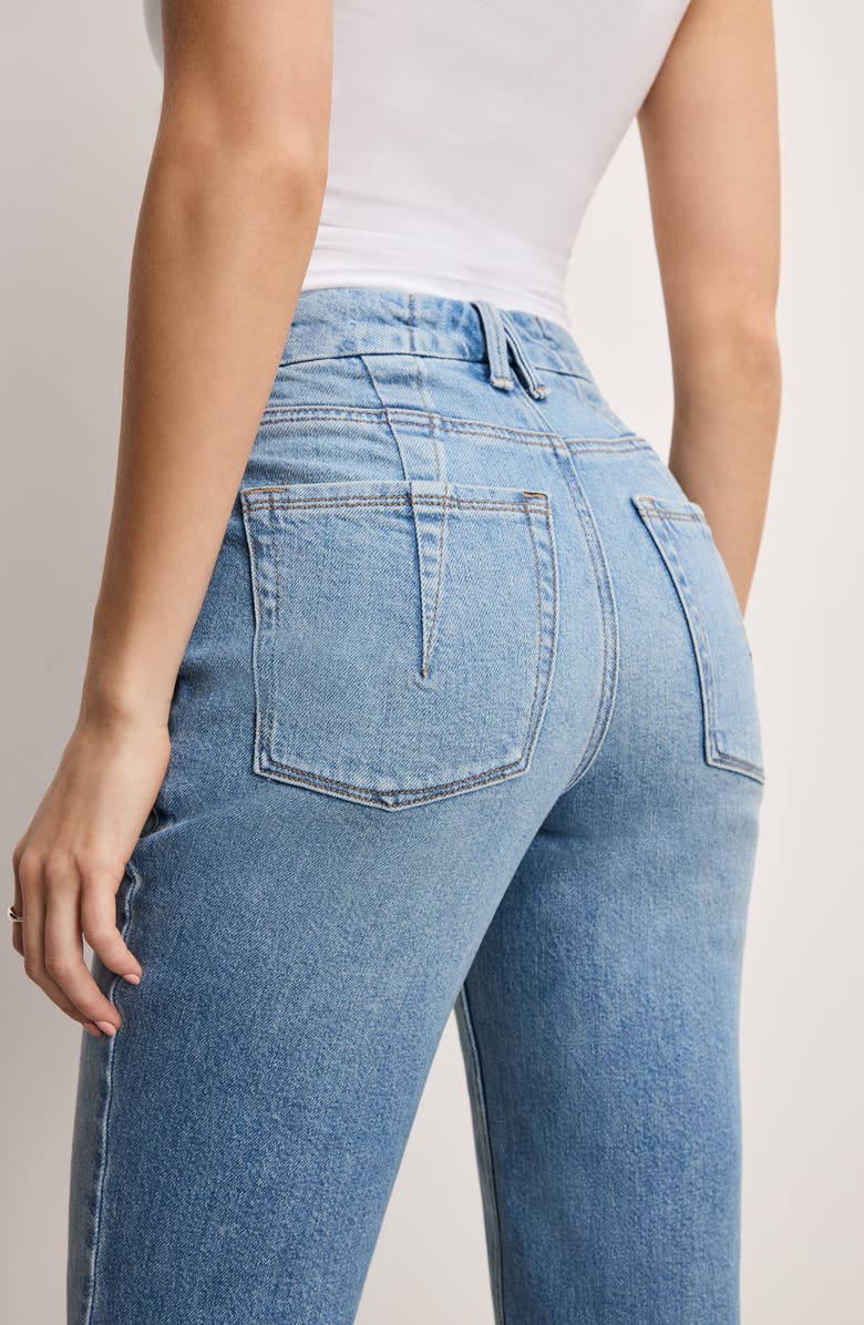 Good American Good Icon Ripped High Waist Straight Leg Jeans, Alternate, color, Indigo870