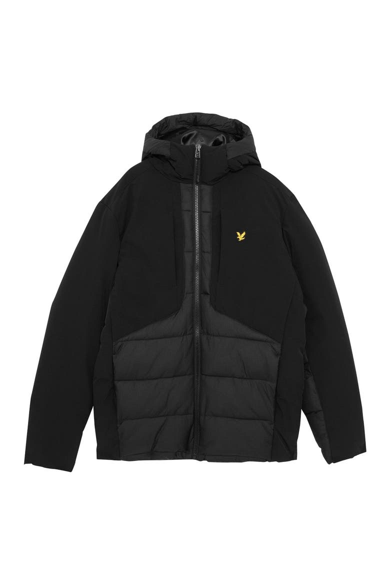 Wadded Hybrid Hooded Jacket, Alternate, color, Jet Black