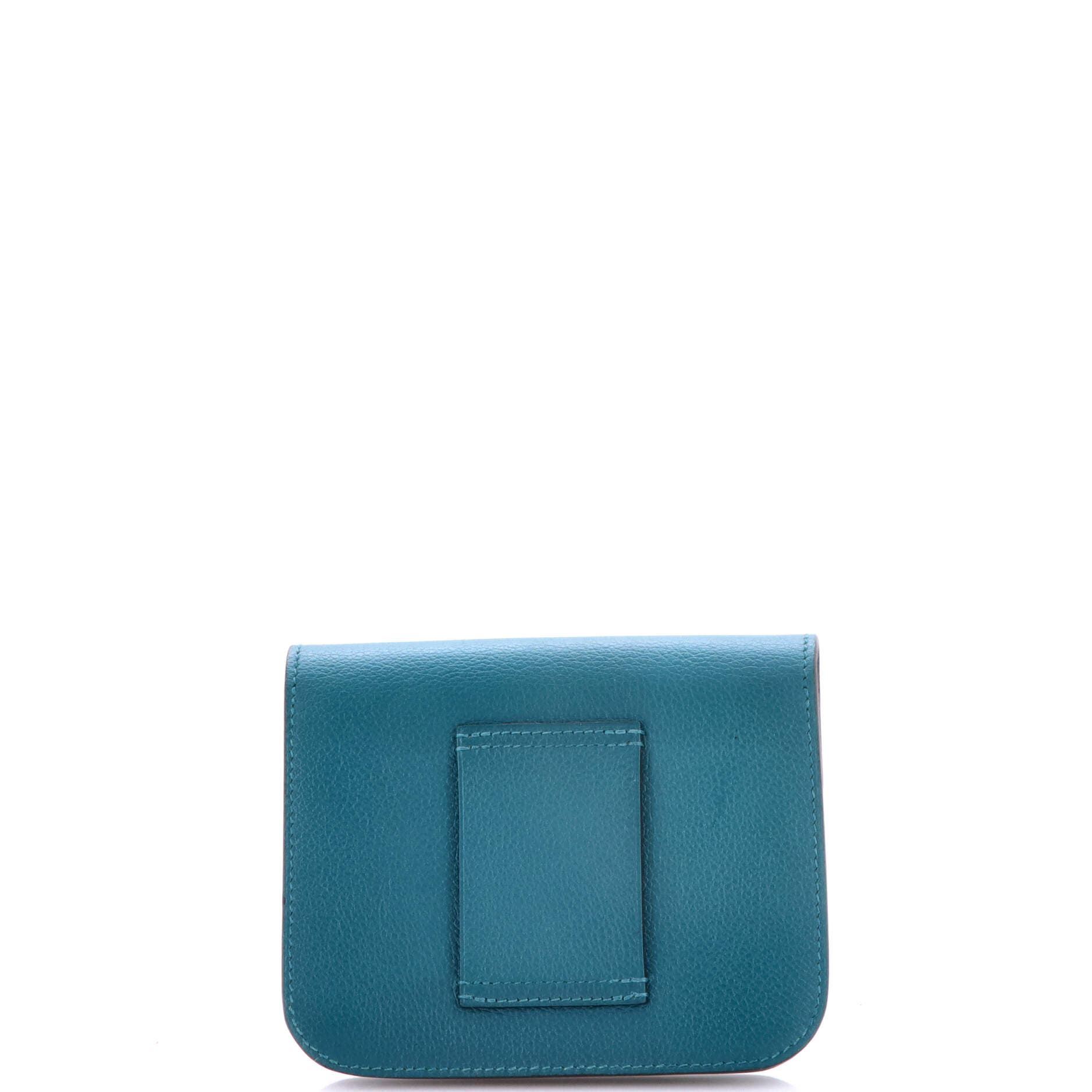 Pre-Owned Hermes Constance Slim Wallet Evercolor, Alternate, color, Vert Bosphore