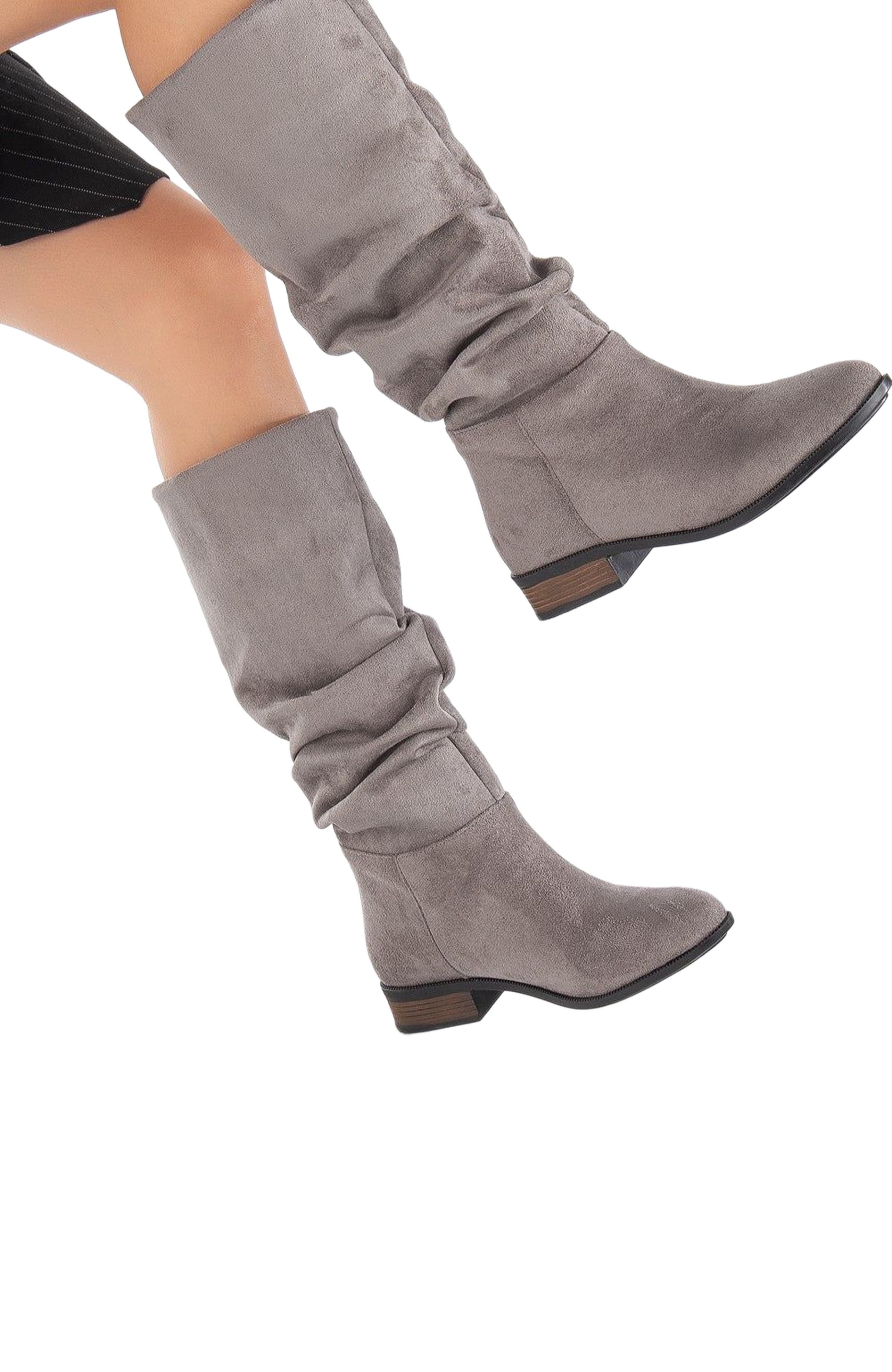 Forever & Always Shoes Maribel Knee High Slouch Boots, Alternate, color, Grey
