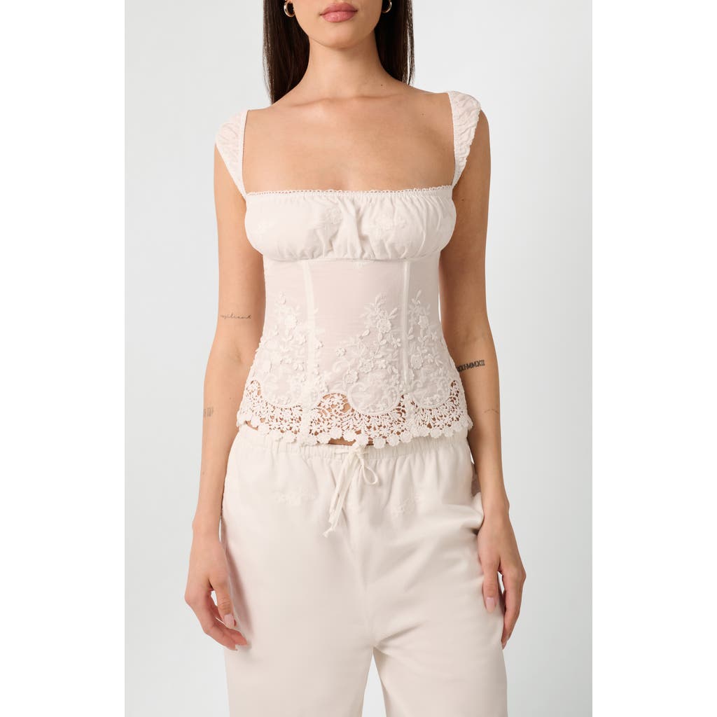 Weworewhat Lace Wide Strap Ruched Cup Corset Top