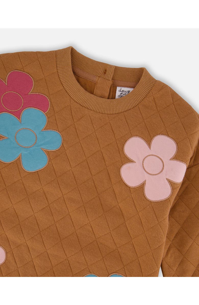 Deux par Deux Quilted Tunic with Flowers, Alternate, color, Mocha