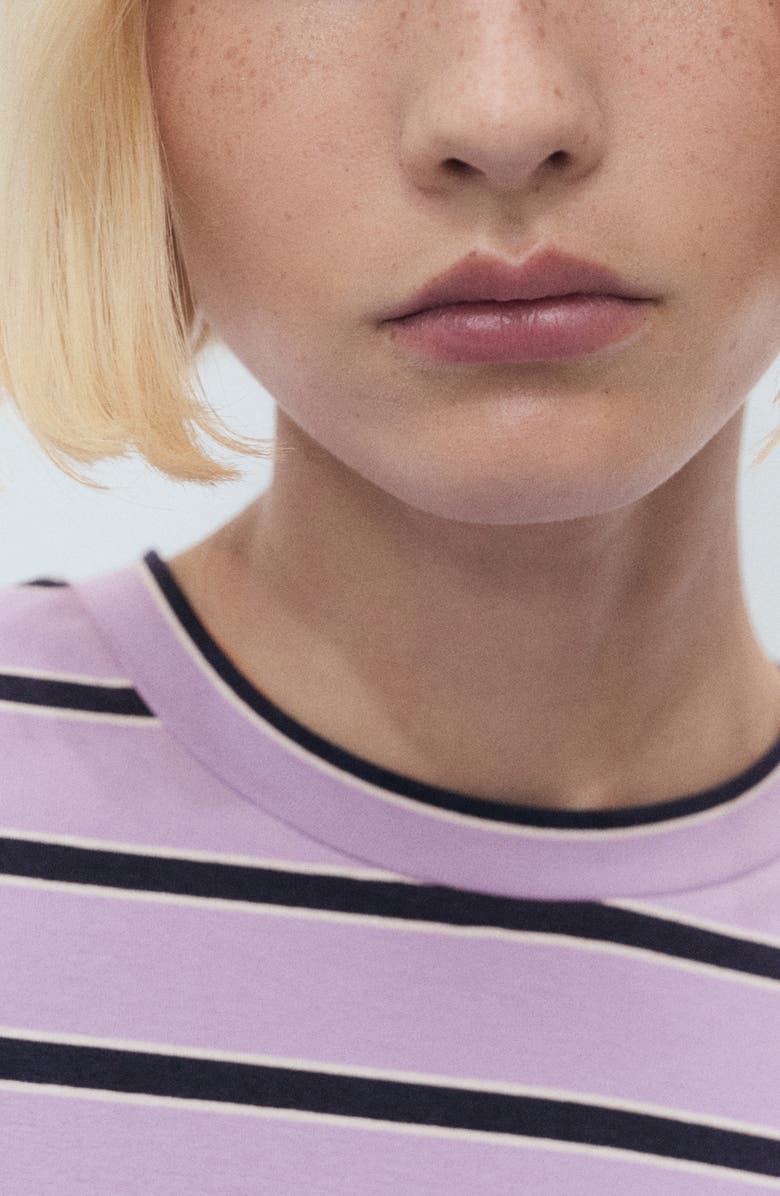 MANGO Stripe Oversize Jersey T-Shirt, Alternate, color, Light/ Pastel Purple