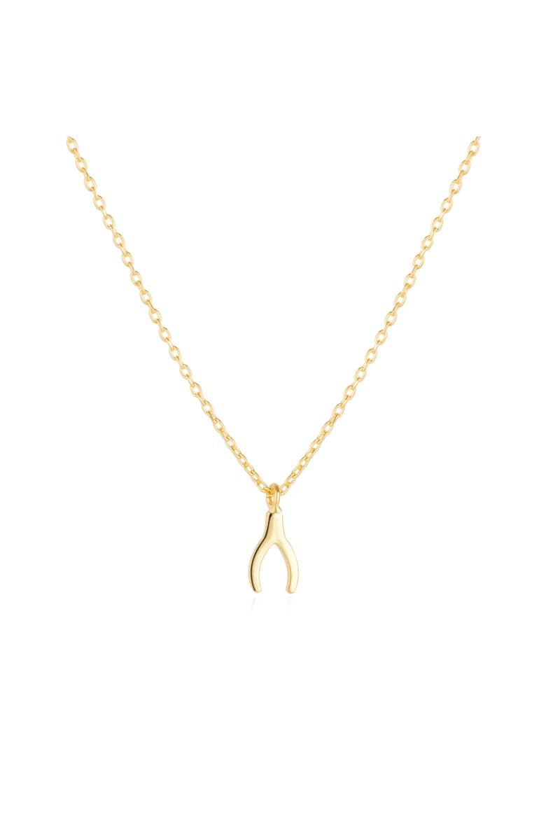 Sterling Silver Mini Wishbone Necklace, Main, color, Gold