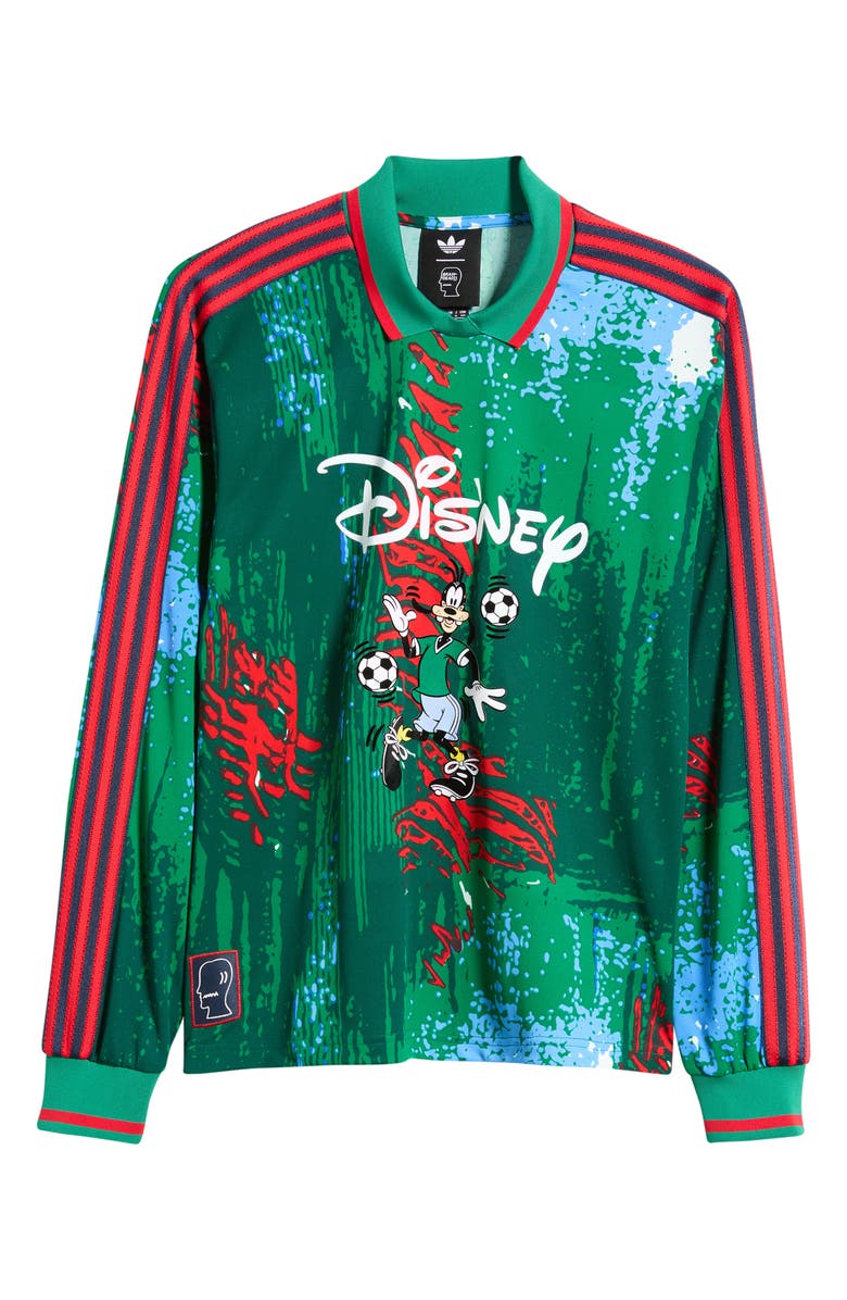 adidas Originals x Brain Dead Disney Long Sleeve Jersey, Alternate, color, Red/ Bold Green/ Blue