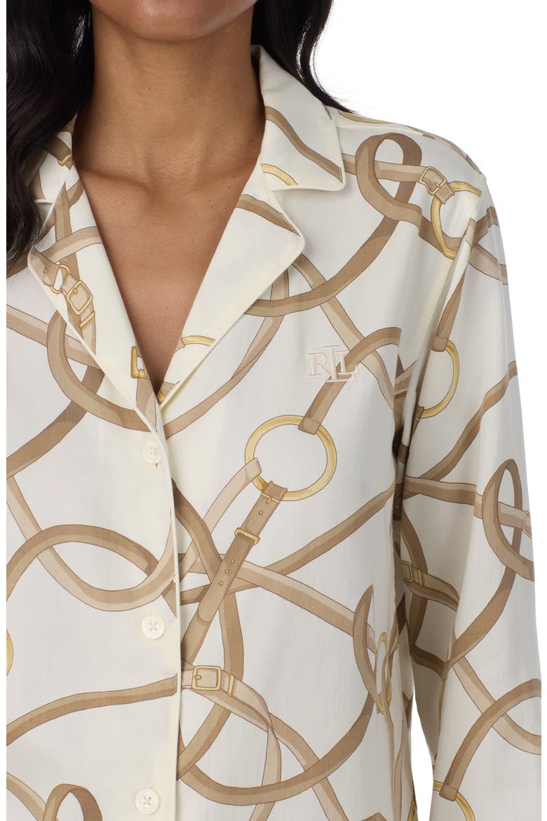 Belting Print Cotton & Viscose Pajamas, Alternate, color, CREAM/ PRINT