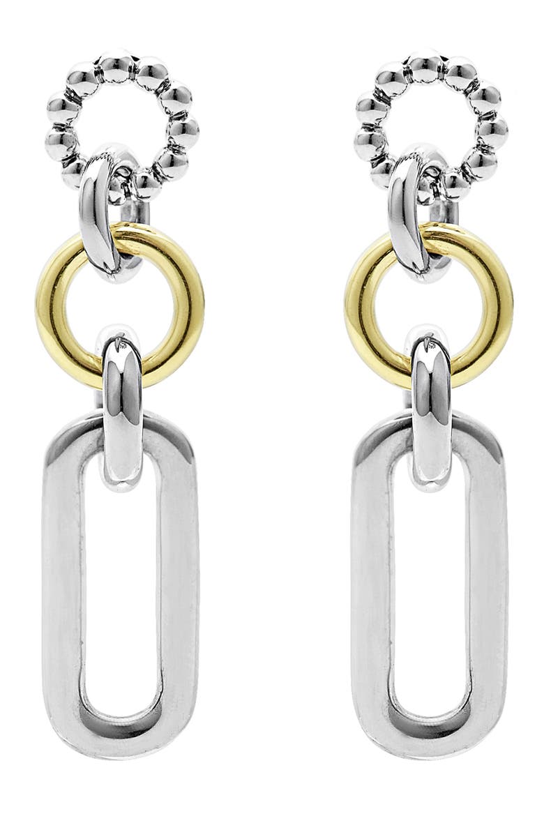 Signature Caviar Link Drop Earrings, Alternate, color, SILVER GOLD