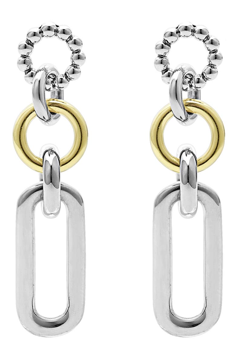 LAGOS Signature Caviar Link Drop Earrings, Alternate, color, Silver Gold