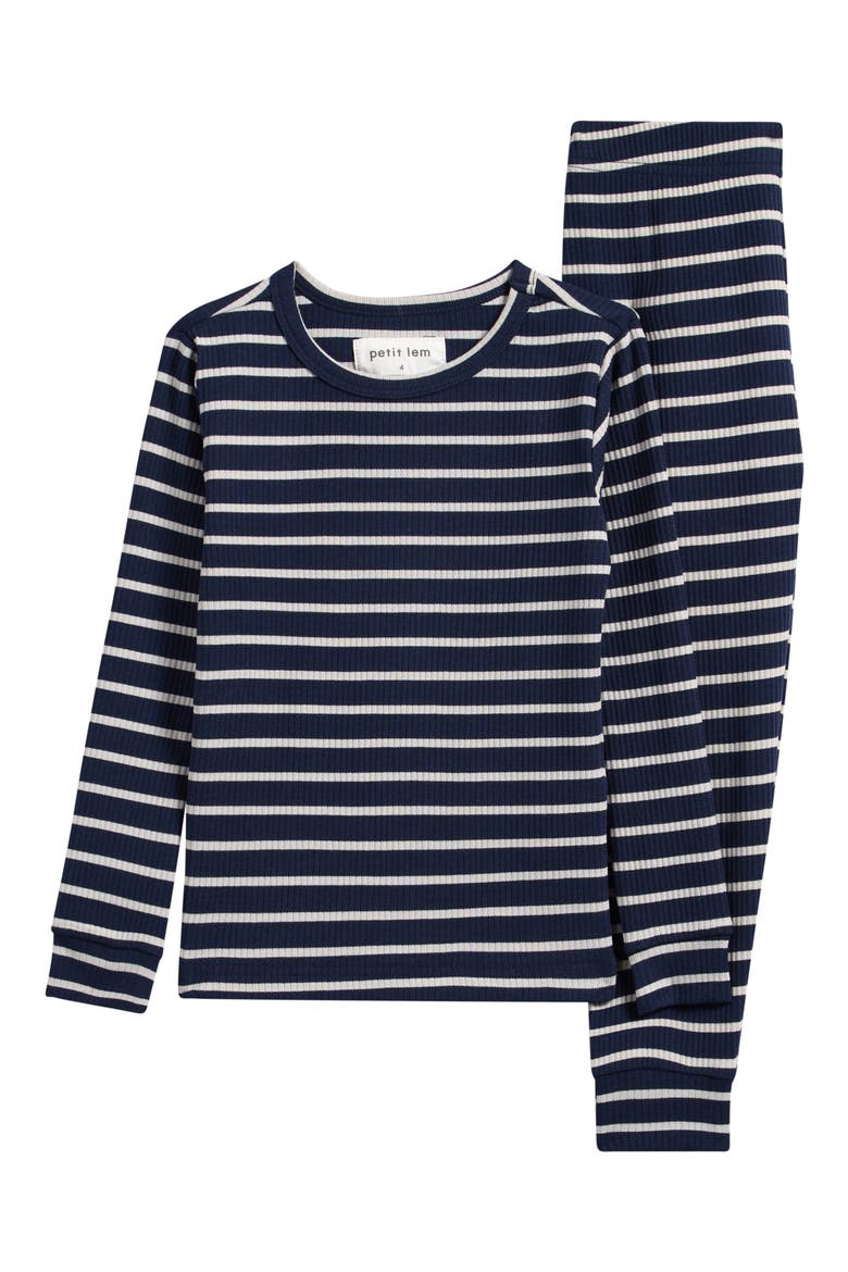 Kids' 2-Piece Striped Pajamas, Main, color, NAVY