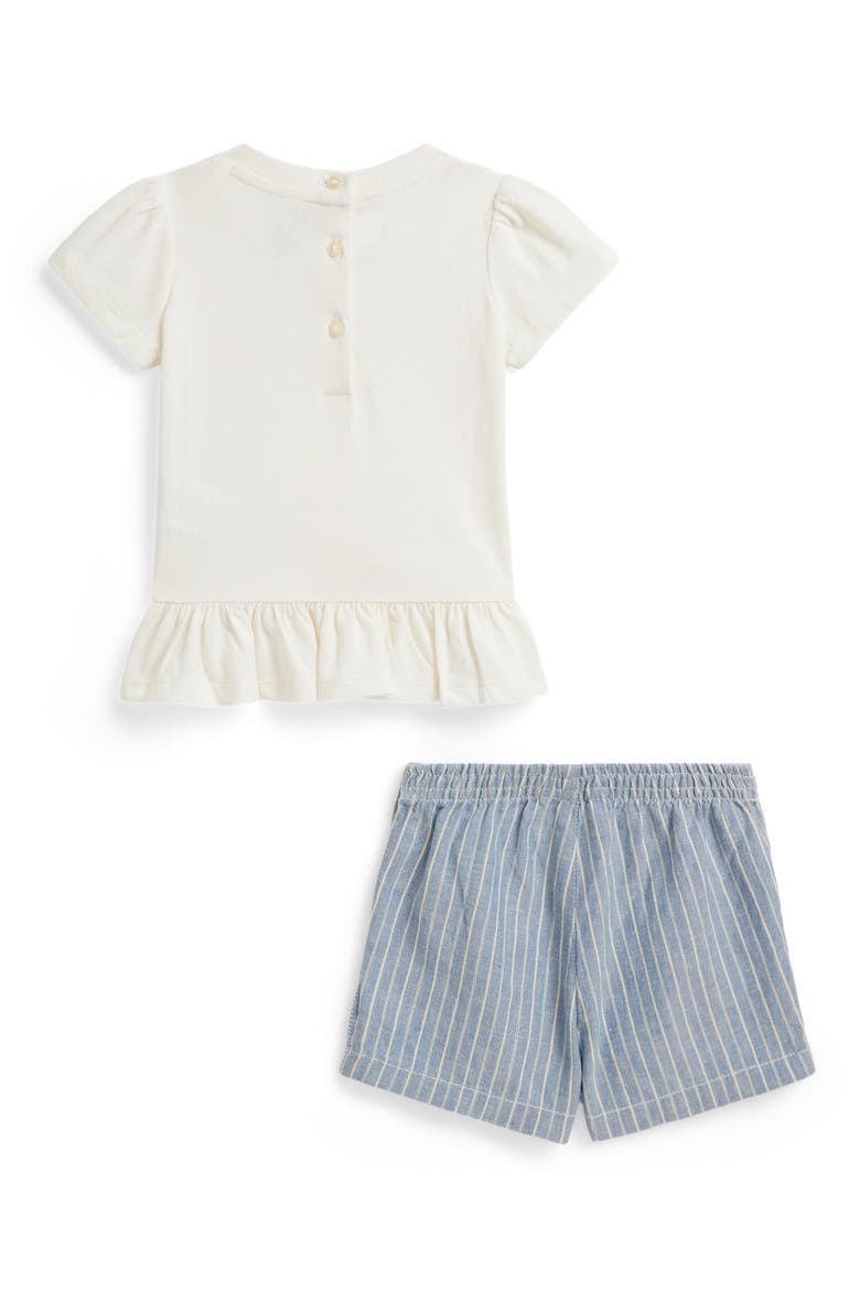 Peplum Jersey T-Shirt & Shorts Set, Alternate, color, DECK WASH WHITE