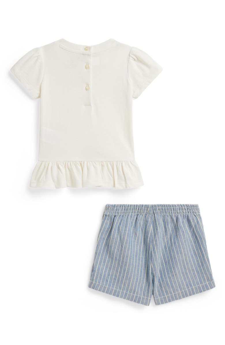 Ralph Lauren Peplum Jersey T-Shirt & Shorts Set, Alternate, color, Deck Wash White