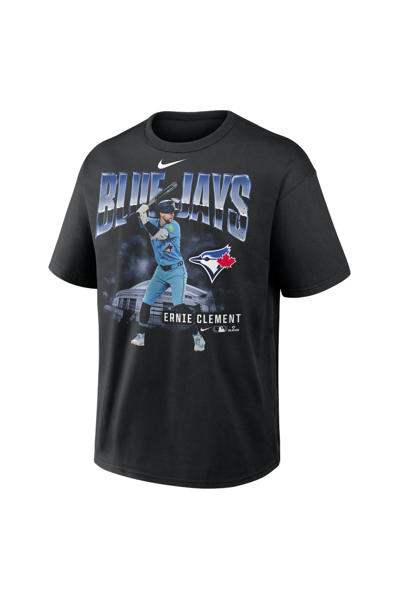 Men's Nike Ernie Clement Black Toronto Blue Jays Enlarged Player Graphic Max90 Heavyweight T-Shirt, Alternate, color, Black