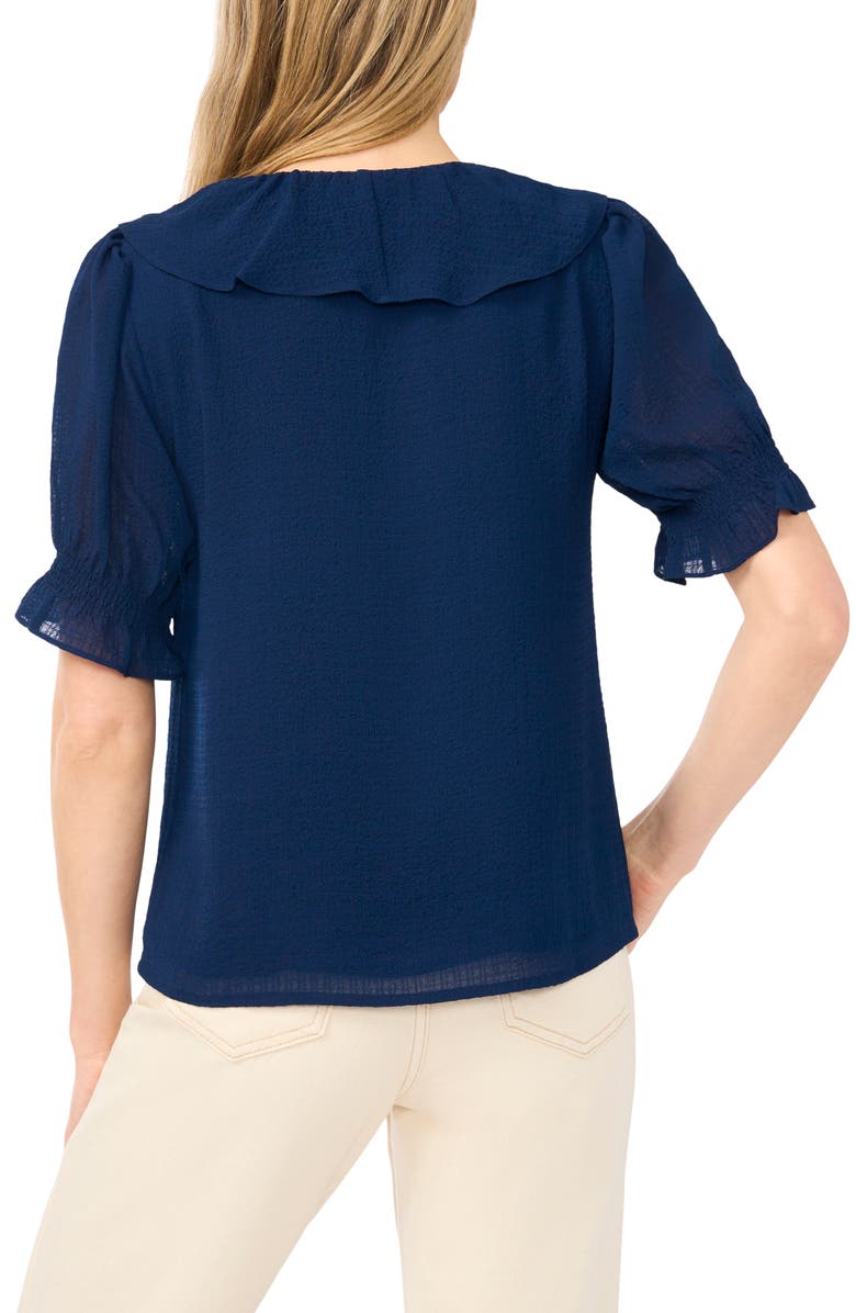 CeCe Ruffle Crepe Top, Alternate, color, Classic Navy