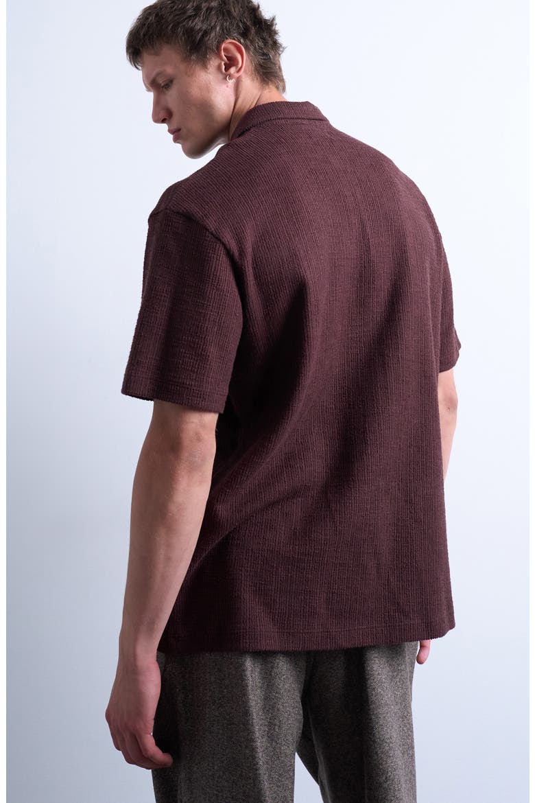Textured Cotton Polo, Alternate, color, BROWN