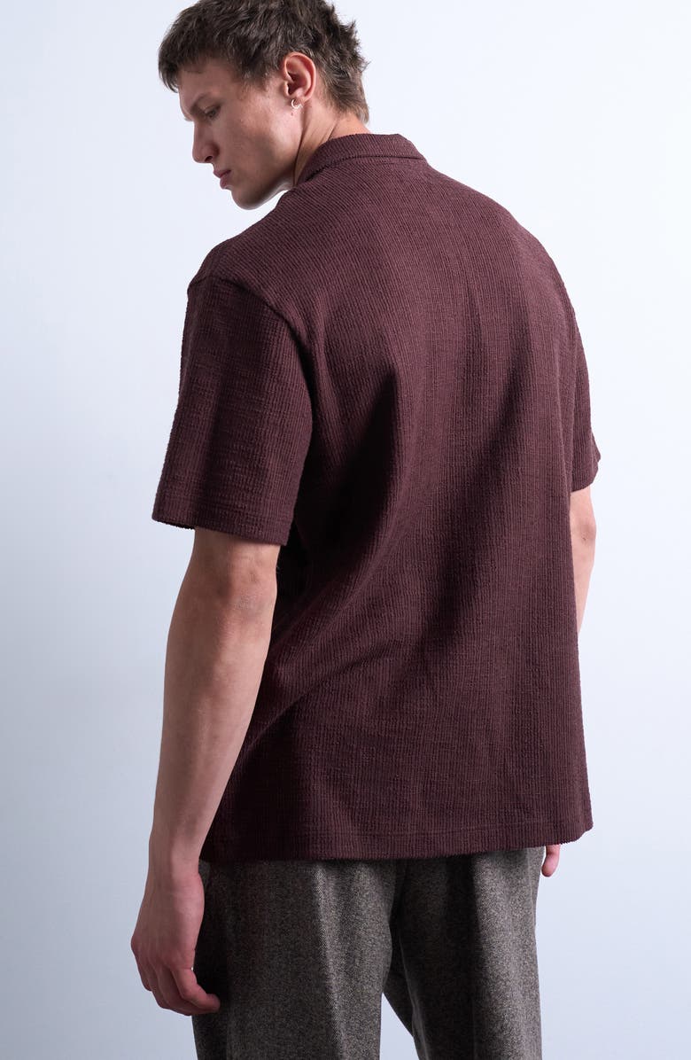 Topman Textured Cotton Polo, Alternate, color, Brown