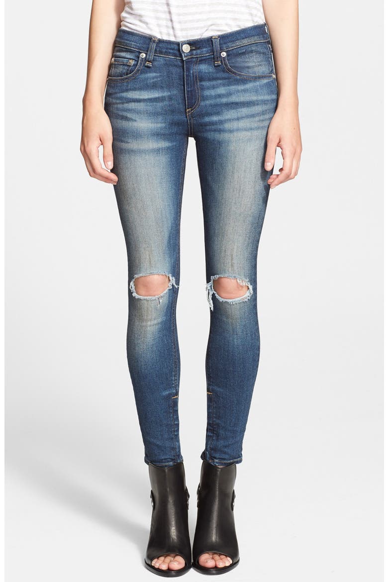 Destroyed Skinny Ankle Jeans, Main, color, PACIFICO