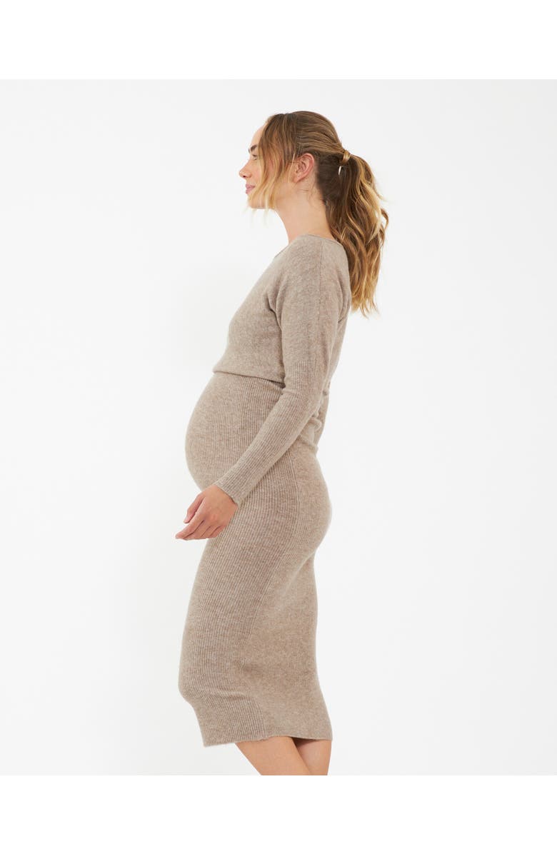 Ripe Maternity Tobie Off Shoulder Knit Dress Mocha, Alternate, color, Brown