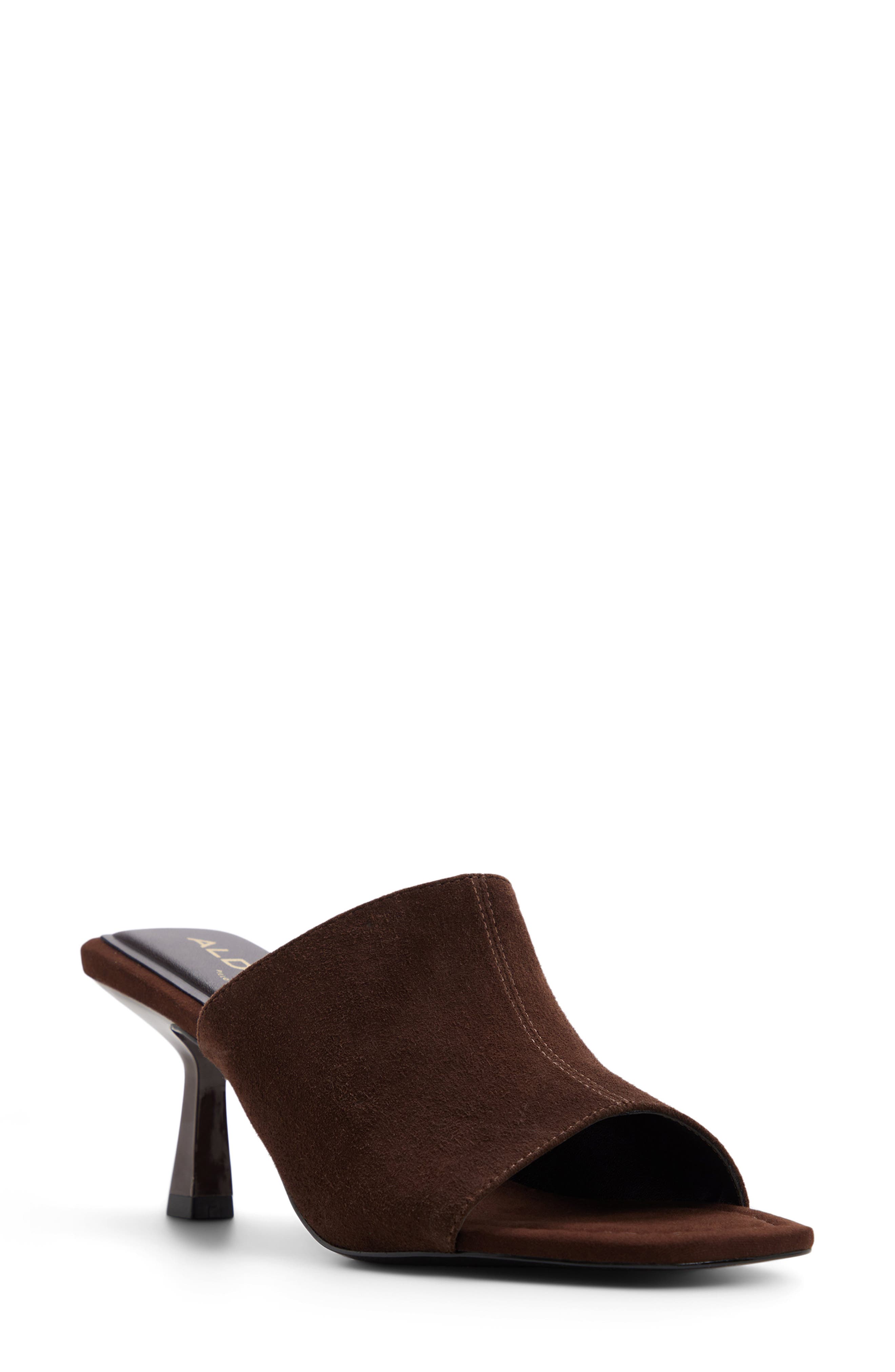 Sidema Kitten Heel Slide Sandal, Main, color, DARK BROWN