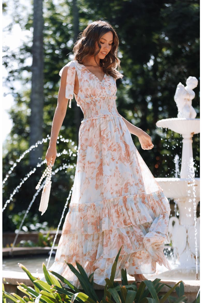 Christabel Floral Print Sleeveless Tiered Maxi Dress, Alternate, color, BLUE FLORAL