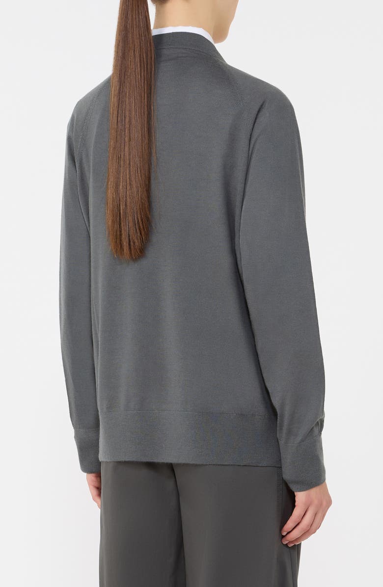 MM by Max Mara Clarino Wool & Cashmere Cardigan, Alternate, color, Dark Grey